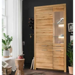 Wohnzimmer Massivholzschrank mit Glas Einsatz - Loitons^Wohnen Hot