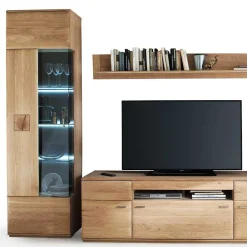 Wohnzimmer Möbel Kombi Pontros in Eiche Bianco (vierteilig)^Wohnen Sale