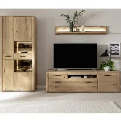 Wohnen Wohnzimmer Möbelset in Asteiche Hell - Jevedaz (dreiteilig)