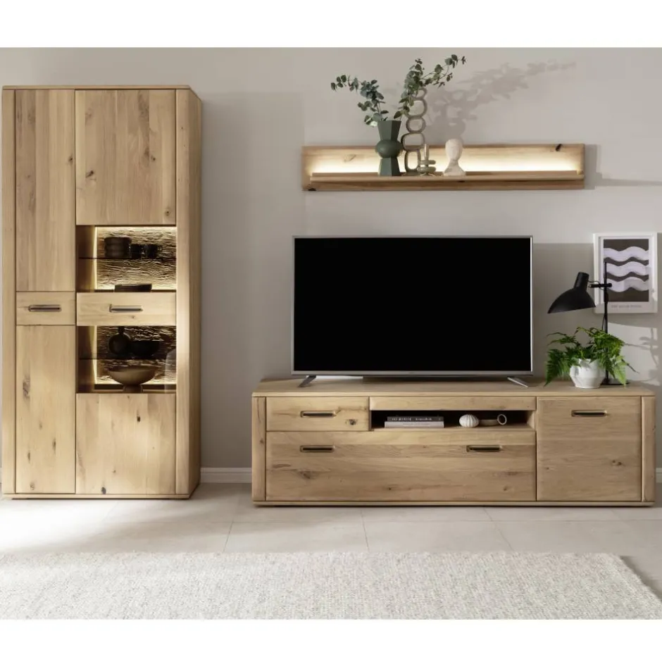 Wohnen Wohnzimmer Möbelset in Asteiche Hell - Jevedaz (dreiteilig)