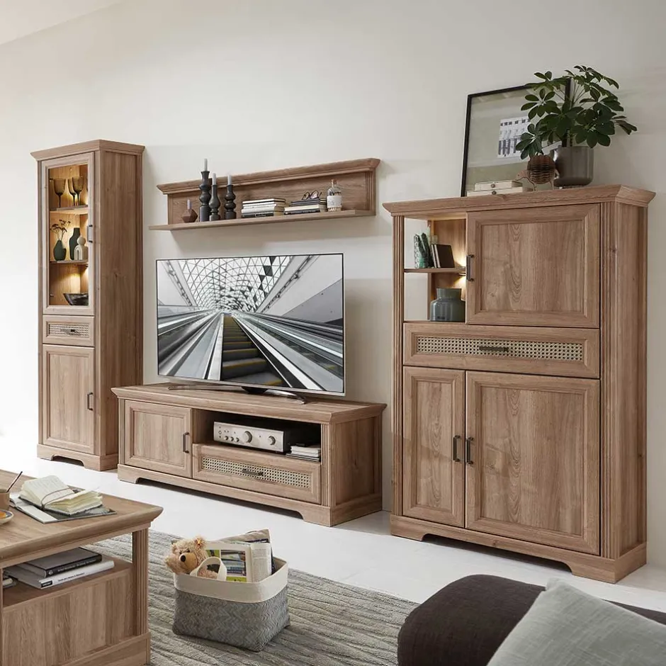 Wohnen Wohnzimmer Möbelset in Eiche NB - Barack (vierteilig)