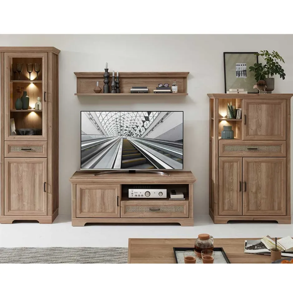 Wohnen Wohnzimmer Möbelset in Eiche NB - Barack (vierteilig)