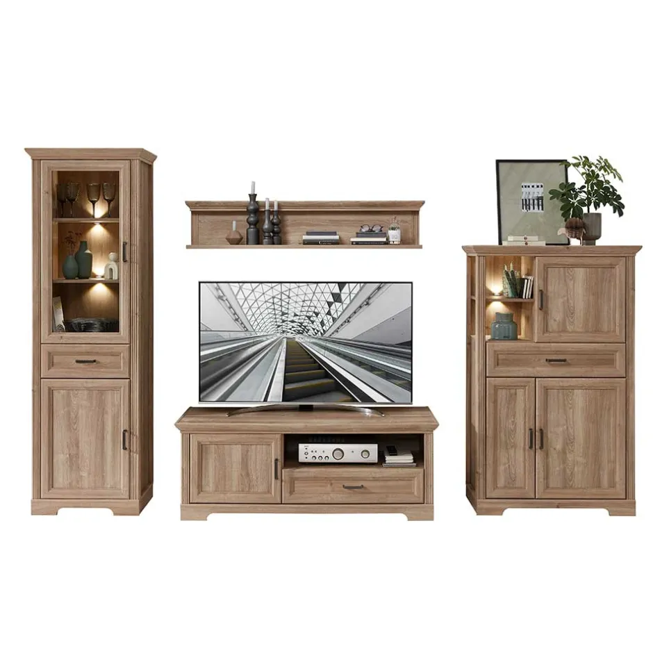 Wohnen Wohnzimmer Möbelset in Eiche NB - Barack (vierteilig)