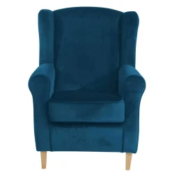 Wohnzimmer Ohrensessel aus Samtvelours in Petrol - Torabus^Wohnen Discount