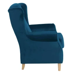 Wohnzimmer Ohrensessel aus Samtvelours in Petrol - Torabus^Wohnen Discount