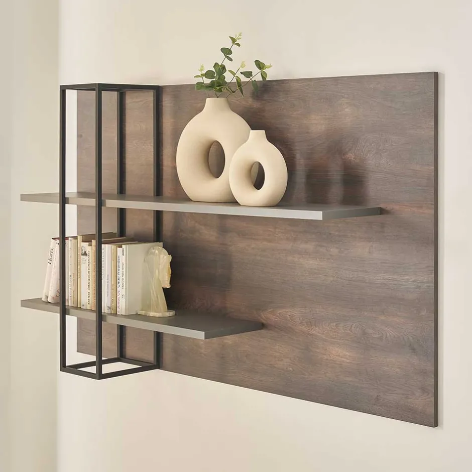 Wohnzimmer Regal in Eiche Dunkel und Anthrazit - Mundo^Wohnen Clearance