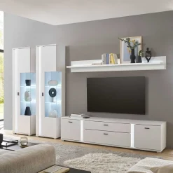 Wohnen Wohnzimmer Schrank & Regal Set in Weiß - Tirol (vierteilig)