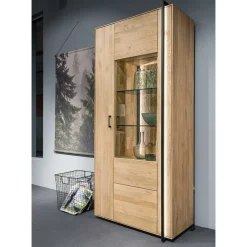 Wohnzimmer Schrank aus Asteiche Massivholz & Glas - Clenza^Wohnen Sale