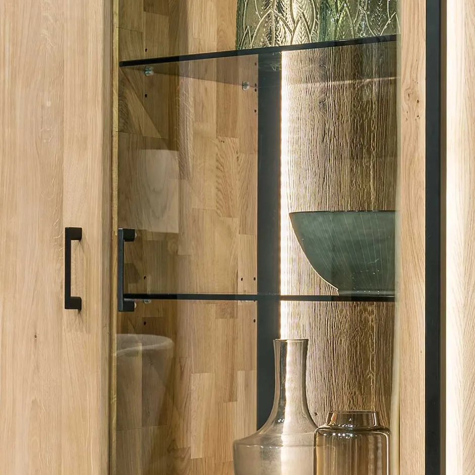 Wohnzimmer Schrank aus Asteiche Massivholz & Glas - Clenza^Wohnen Sale