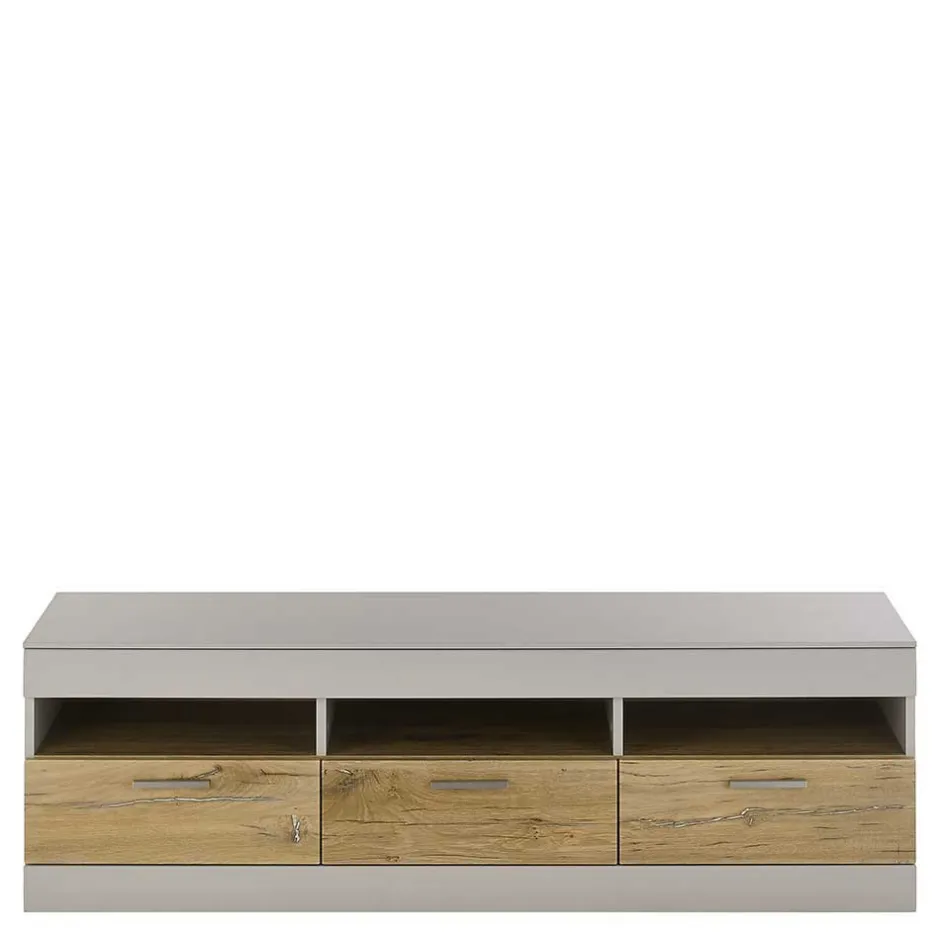 Wohnzimmer Schrank Set in Hellgrau & Zinneiche - Lioscas (vierteilig)^Wohnen New