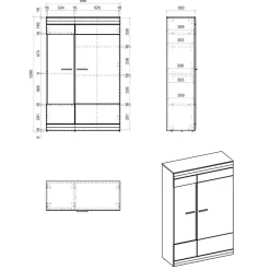Wohnzimmer Schrank Set in Hellgrau & Zinneiche - Lioscas (vierteilig)^Wohnen New