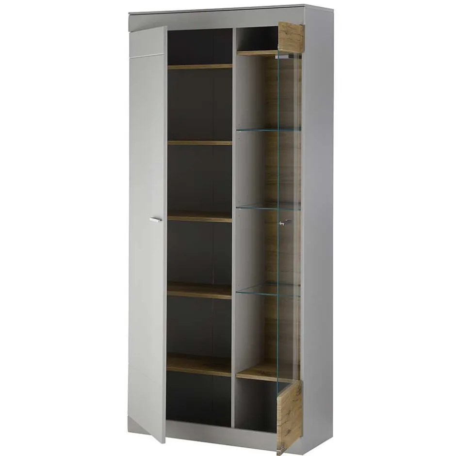 Wohnzimmer Schrank Set in Hellgrau & Zinneiche - Lioscas (vierteilig)^Wohnen New