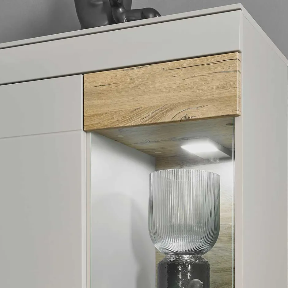 Wohnzimmer Schrank Set in Hellgrau & Zinneiche - Lioscas (vierteilig)^Wohnen New