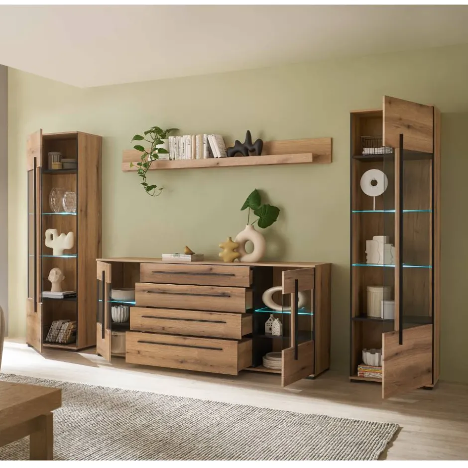 Wohnzimmer Schrankvitrinen & Wandboard - Brocus (vierteilig)^Wohnen Discount