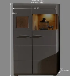 Wohnen Wohnzimmer Schrankwand Lisepio mit Beleuchtung (fünfteilig)