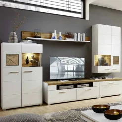 Wohnen Wohnzimmer Schrankwand Lisepio mit Beleuchtung (fünfteilig)