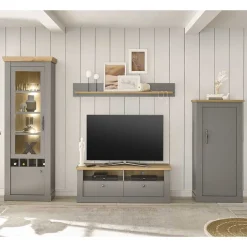 Wohnen Wohnzimmer Schränke & Regal in Lichtgrau - Buleta (vierteilig)