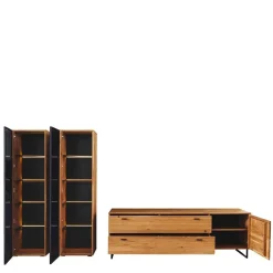 Wohnen Wohnzimmer Schränke aus Wildeiche & Metall - Flacona (dreiteilig)