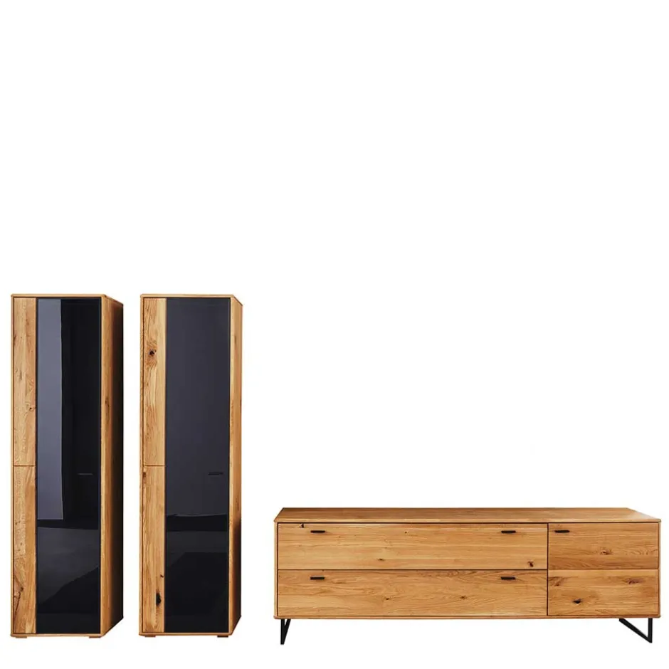 Wohnen Wohnzimmer Schränke aus Wildeiche & Metall - Flacona (dreiteilig)