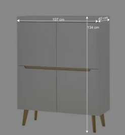 Wohnen Wohnzimmer Schränke und Wandboard Set - Ginko (vierteilig)