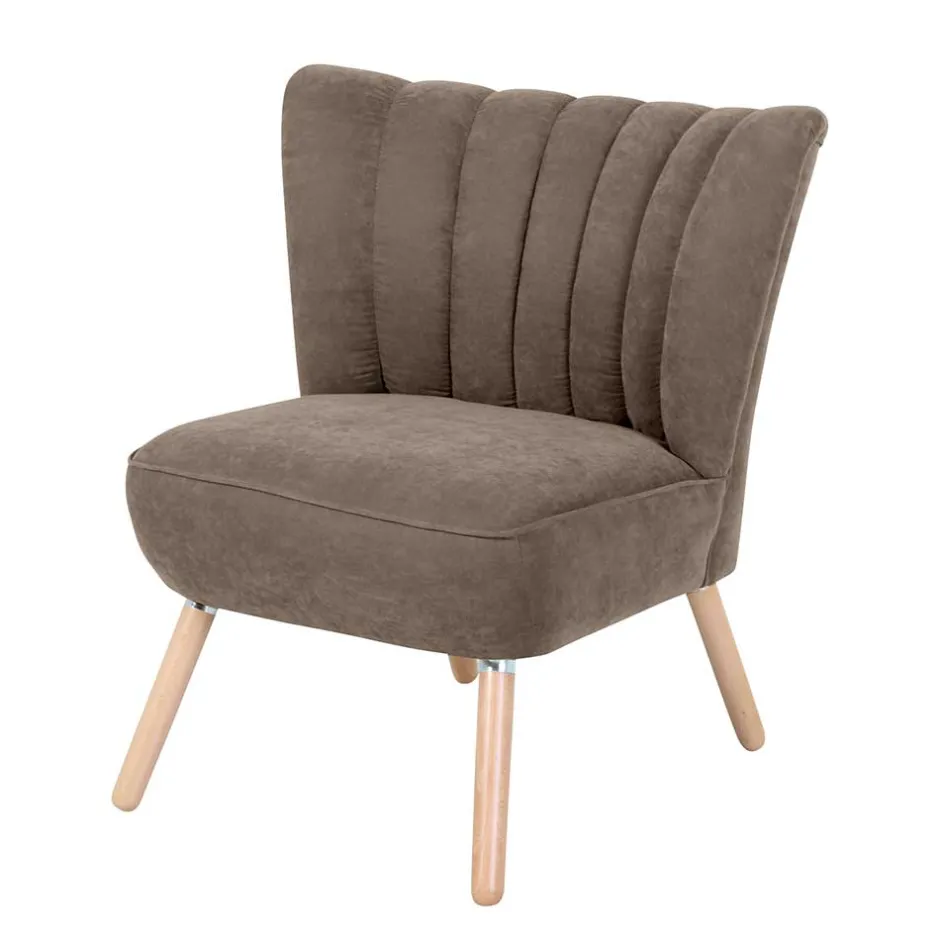 Wohnzimmer Sessel in Beigegrau Velours - Vomano^Wohnen