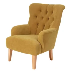 Wohnzimmer Sessel in Gelb Veloursbezug - Rosario^Wohnen Outlet