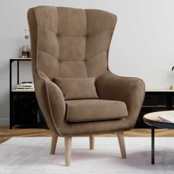 Wohnzimmer Sessel in Hellbraun Samtbezug - Cooking^Wohnen Hot