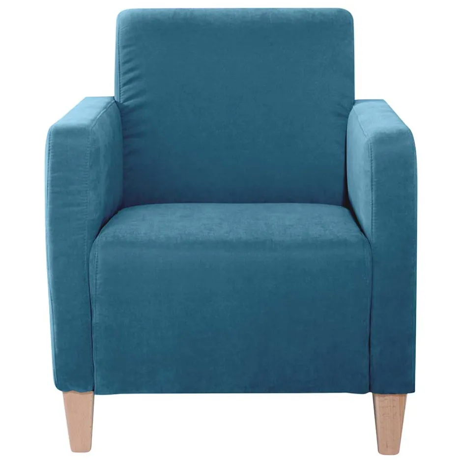 Wohnen Wohnzimmer Sessel in Petrol Veloursbezug - Miragda