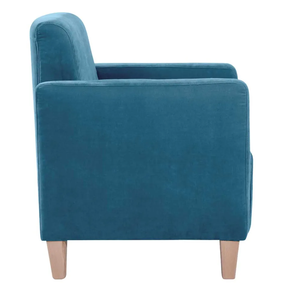 Wohnen Wohnzimmer Sessel in Petrol Veloursbezug - Miragda