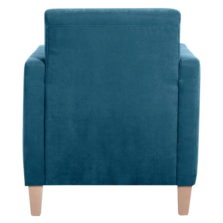 Wohnen Wohnzimmer Sessel in Petrol Veloursbezug - Miragda