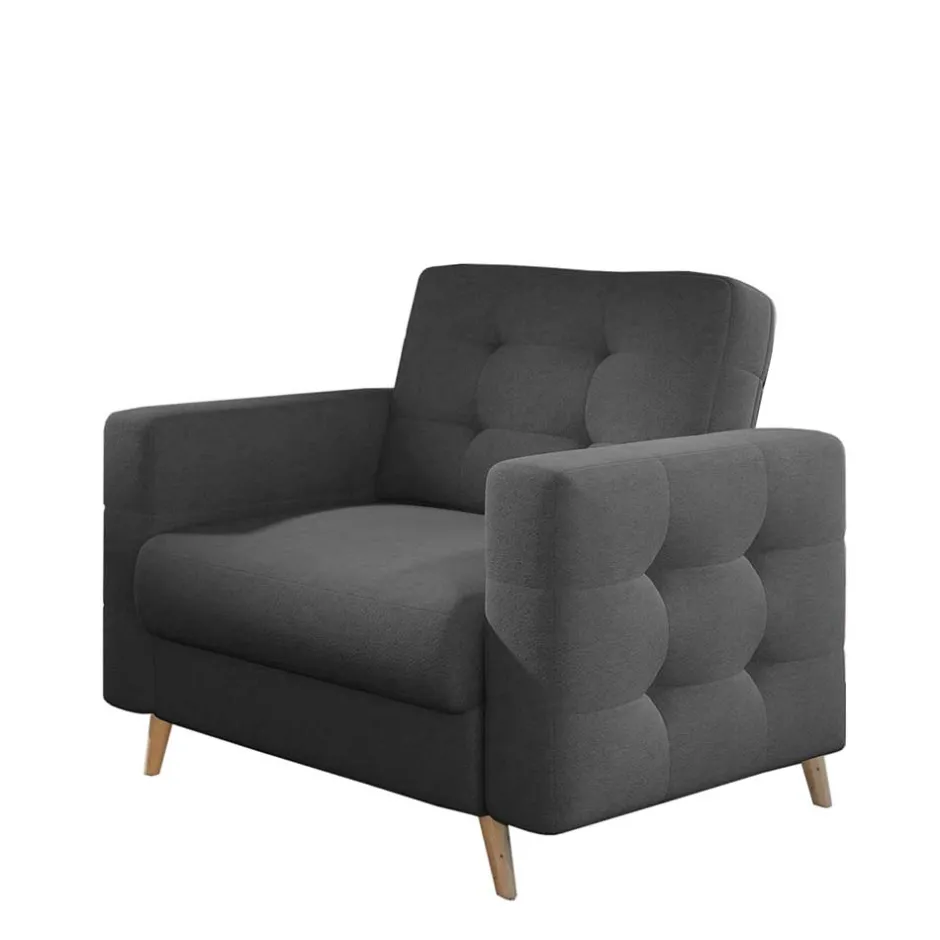 Wohnzimmer Sessel in Platingrau mit Punktsteppung - Formicas^Wohnen Discount