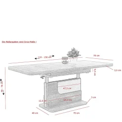 Wohnzimmer Säulentisch höhenverstellbar - Karima^Wohnen Discount