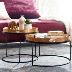 Wohnzimmer Tablett-Tische in Gold - Viborg (zweiteilig)^Wohnen Sale