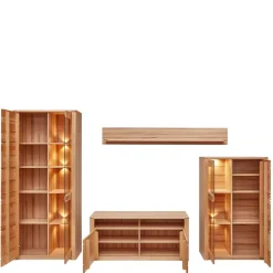 Wohnzimmer TV Anbauwand Möbelset - Amyonta (vierteilig)^Wohnen New