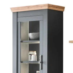 Wohnen Wohnzimmer TV Wohnwand in Grau mit Wildeiche - Lionel (vierteilig)