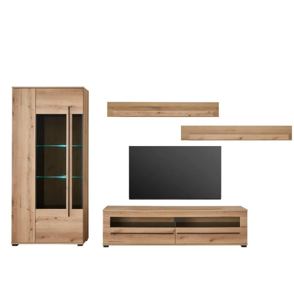 Wohnen Wohnzimmer TV-Möbel-Set in Eiche - Brocus (vierteilig)