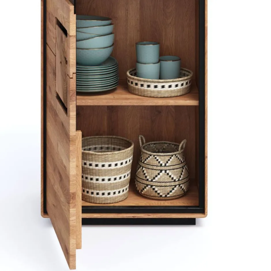 Wohnen Wohnzimmer Vitrine mit Hirnholz Applikation - Shipper