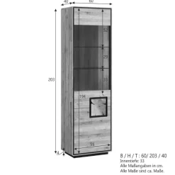 Wohnen Wohnzimmer Vitrine mit Hirnholz Applikation - Shipper