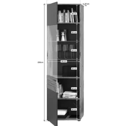 Wohnen Wohnzimmer Vitrinenschrank in der Größe 57x200x37 cm - Lucios