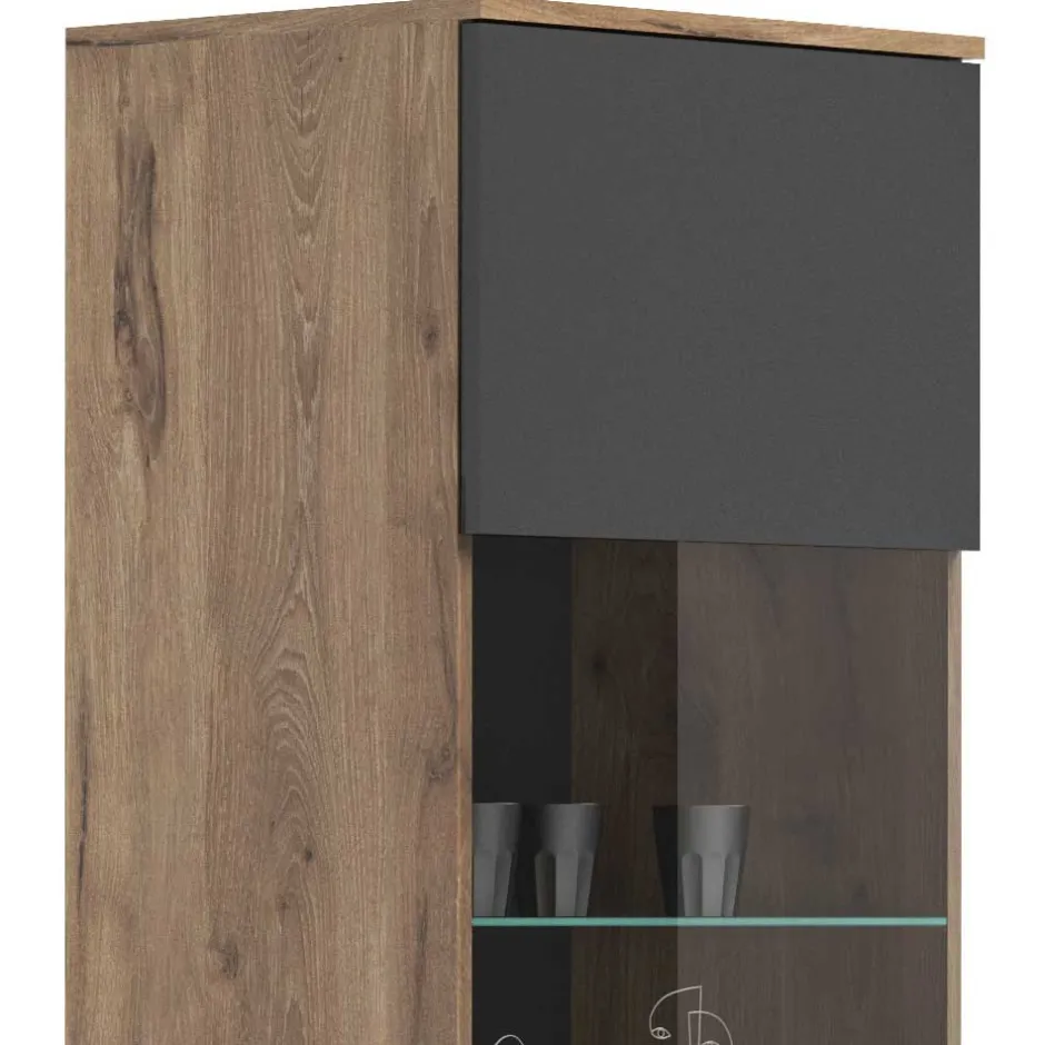 Wohnen Wohnzimmer Vitrinenschrank in der Größe 57x200x37 cm - Lucios