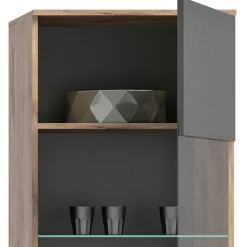 Wohnen Wohnzimmer Vitrinenschrank in der Größe 57x200x37 cm - Lucios