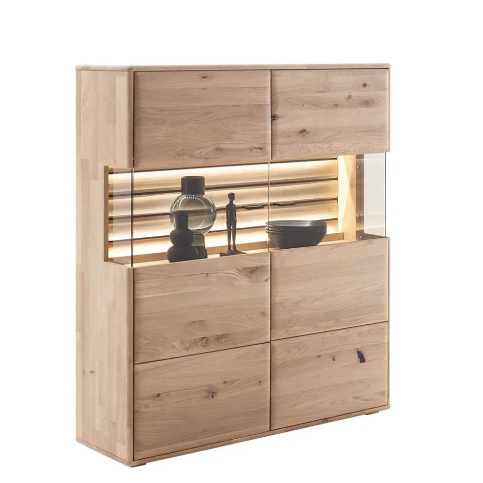 Wohnen Wohnzimmer Vitrinenschrank in Asteiche Hell - Azzurian