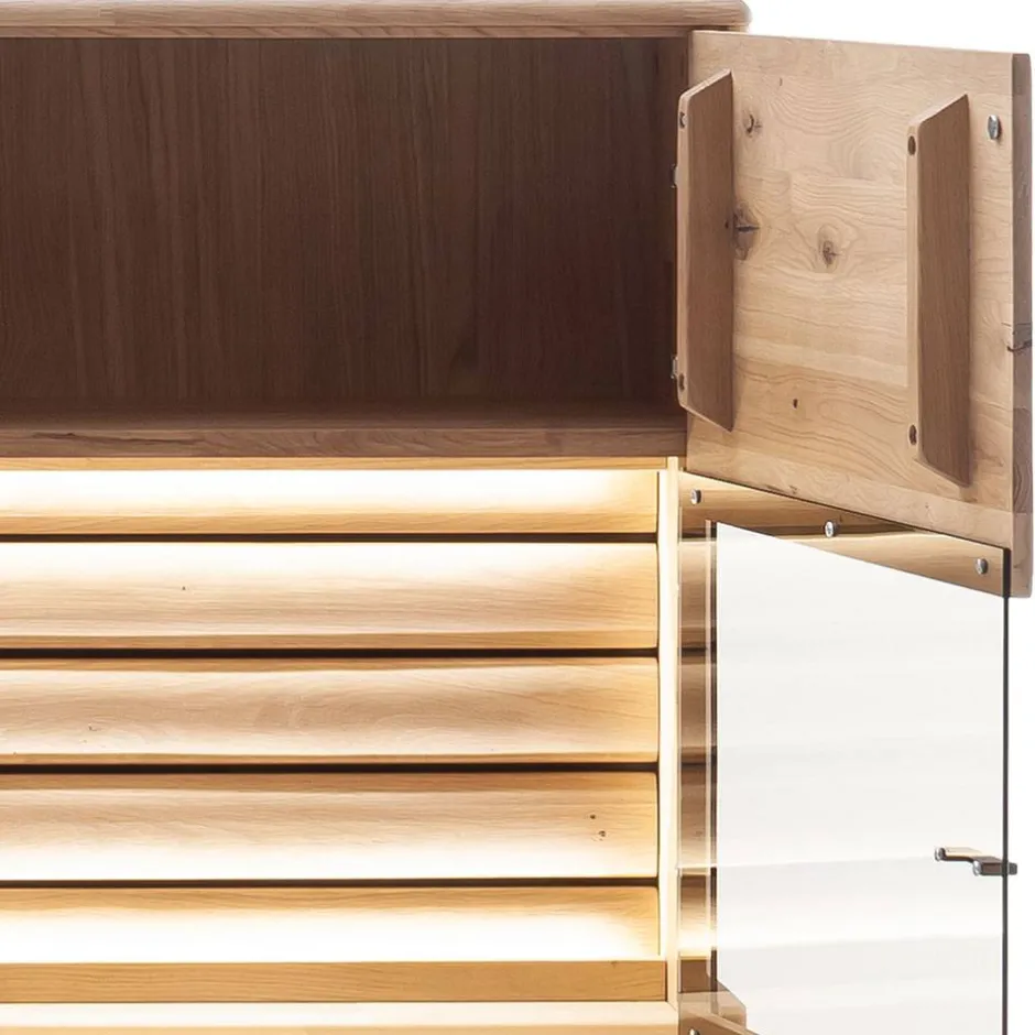 Wohnen Wohnzimmer Vitrinenschrank in Asteiche Hell - Azzurian