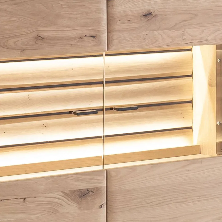 Wohnen Wohnzimmer Vitrinenschrank in Asteiche Hell - Azzurian