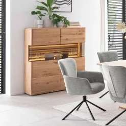 Wohnen Wohnzimmer Vitrinenschrank in Asteiche Hell - Azzurian