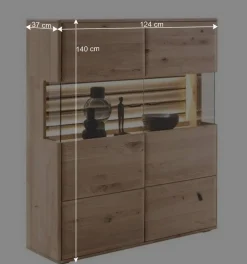 Wohnen Wohnzimmer Vitrinenschrank in Asteiche Hell - Azzurian