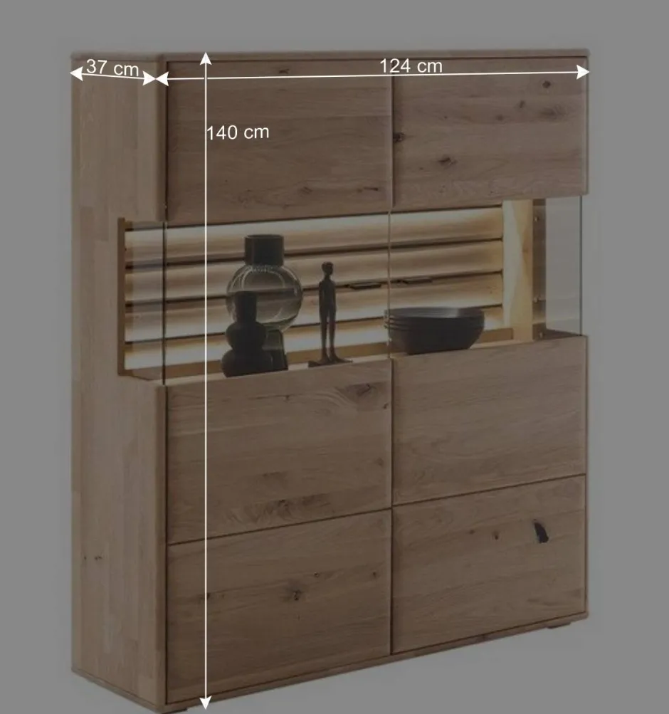 Wohnen Wohnzimmer Vitrinenschrank in Asteiche Hell - Azzurian