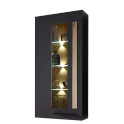 Wohnen Wohnzimmer Wandvitrine in Dunkelgrau - Svanjon