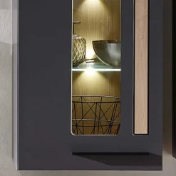 Wohnen Wohnzimmer Wandvitrine in Dunkelgrau - Svanjon