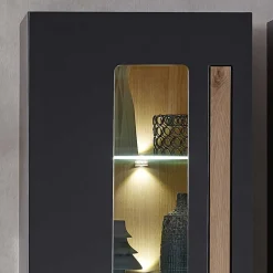 Wohnen Wohnzimmer Wandvitrine in Dunkelgrau - Svanjon